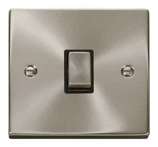 Click Scolmore Click Deco Satin Chrome 20A Double Pole Switch with Black insert - VPSC722BK