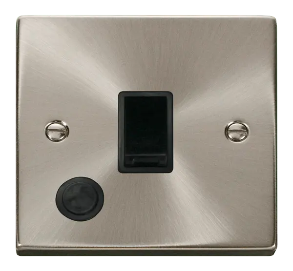 Click Scolmore Click Deco Satin Chrome 20A Double Pole Switch with Flex Outlet with Black insert - VPSC022BK