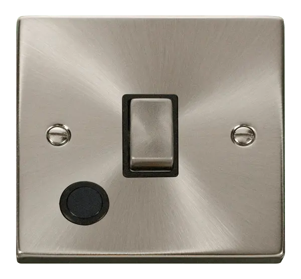 Click Scolmore Click Deco Satin Chrome 20A Double Pole Switch with Flex Outlet with Black insert - VPSC522BK