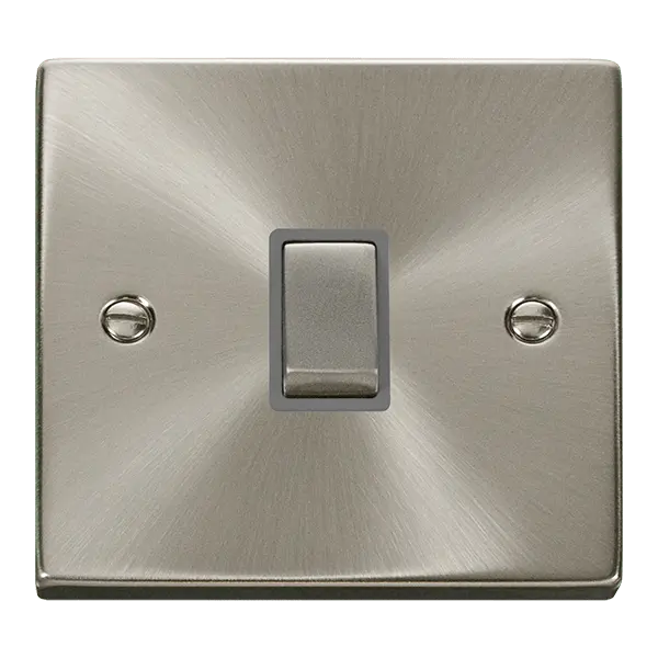 Click Scolmore Click Deco Satin Chrome 20A Double Pole Switch with Grey insert - VPSC722GY