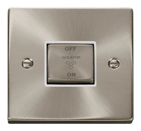 Click Scolmore Click Deco Satin Chrome 3 Pole Fan Isolator Switch with White insert - VPSC520WH