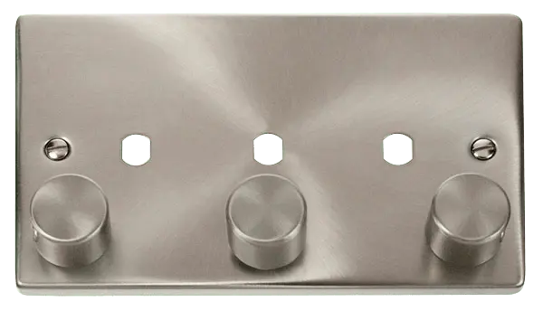 Click Scolmore Click Deco Satin Chrome 3G Empty Dimmer Plate with Knobs with Satin Chrome Insert – VPSC153PL