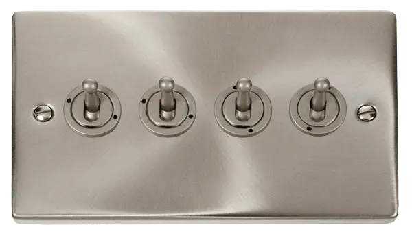Click Scolmore Click Deco Satin Chrome 4 Gang Toggle Switch - VPSC424