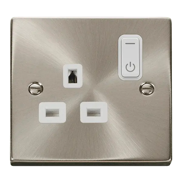 Click Scolmore Click Deco Satin Chrome Click Smart+ 13A 1G Smart Switched Socket White Insert VPSC30535WH
