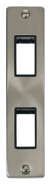 Click Deco Satin Chrome Double Architrave Plate & Aperture with Black Insert – VPSC472BK