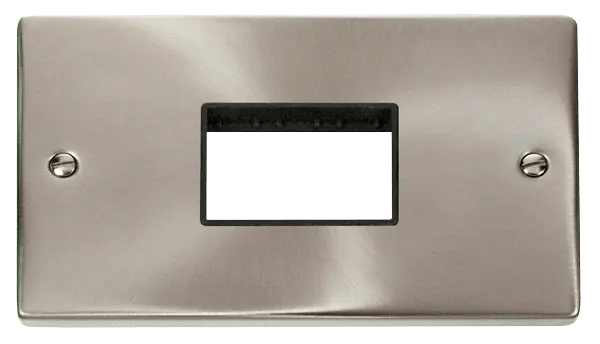 Click Deco Satin Chrome Double Minigrid Plate Triple Aperture with Black Insert – VPSC432BK