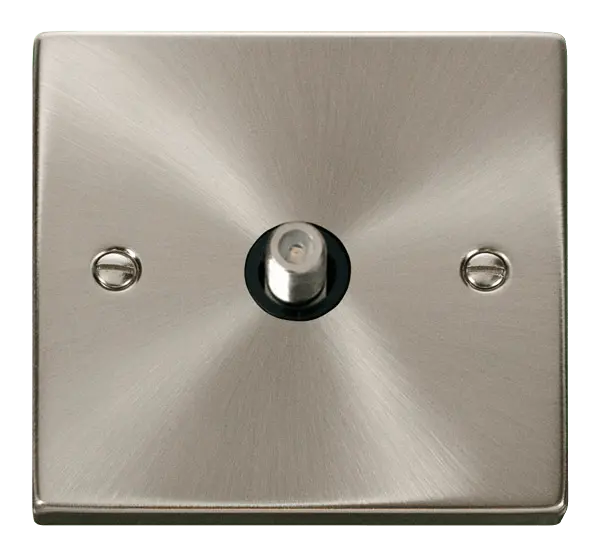 Click Scolmore Click Deco Satin Chrome Non-Isolated Satellite Socket with Black Insert – VPSC156BK