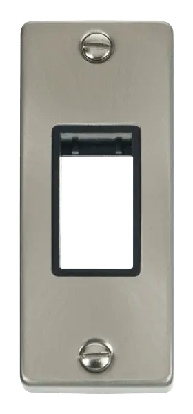 Click Deco Satin Chrome Single Architrave Plate & Aperture with Black Insert – VPSC471BK