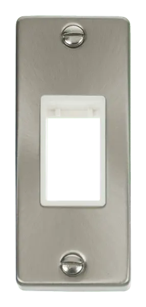 Click Deco Satin Chrome Single Architrave Plate & Aperture with White Insert – VPSC471WH