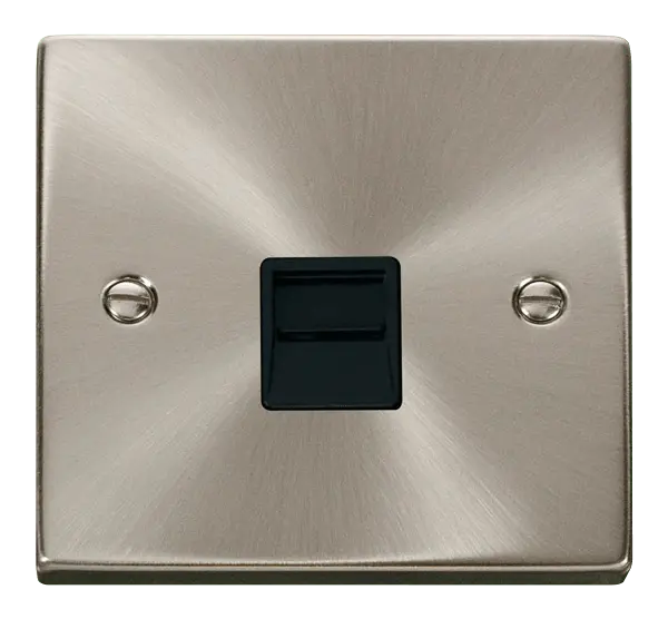 Click Scolmore Click Deco Satin Chrome Single Master Telephone Point with Black Insert – VPSC120BK