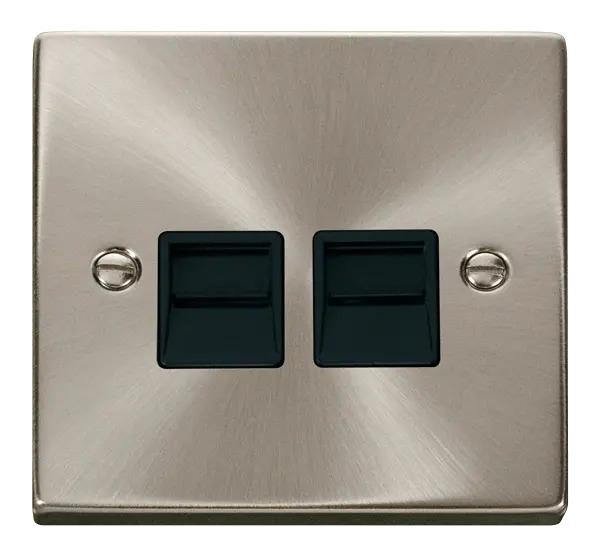Click Scolmore Click Deco Satin Chrome Twin Secondary Telephone Point with Black Insert – VPSC126BK