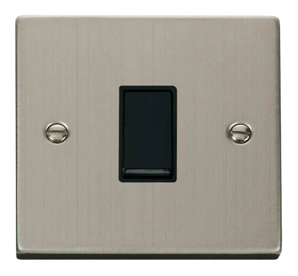 Click Deco Stainless Steel 1 Gang 2 Way 10AX Switch with Black Insert – VPSS011BK