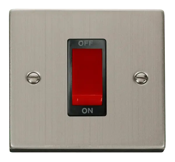 Click Deco Stainless Steel 1 Gang 45A DP Switch with Black Insert – VPSS200BK