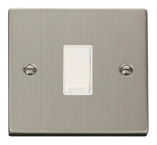 Click Deco Stainless Steel 1 Gang Intermediate 10AX Switch with White Insert – VPSS025WH