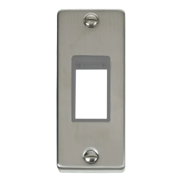 Click Deco Stainless Steel 1 Gang MiniGrid© Unfurnished Architrave Plate - 1 Aperture with Grey Insert – VPSS471GY