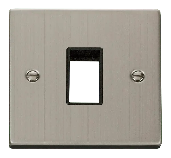 Click Deco Stainless Steel 1 Gang Plate Single Aperture with Black Insert – VPSS401BK