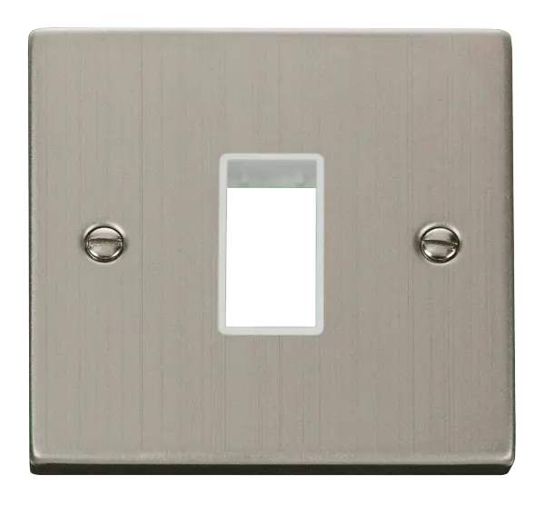 Click Deco Stainless Steel 1 Gang Plate Single Aperture with White Insert – VPSS401WH
