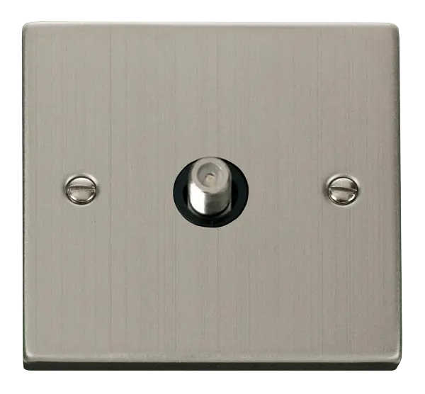Click Deco Stainless Steel 1 Gang Satellite Socket Outlet with Black Insert – VPSS156BK