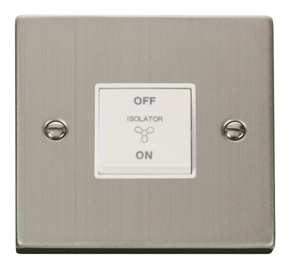 Click Deco Stainless Steel 10A 3 POLE FAN ISOLATION PLATE SWITCH with White Insert – VPSS020WH