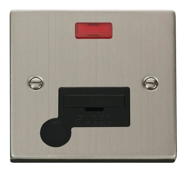 Click Deco Stainless Steel 13A Fused Connection Unit With Flex Outlet & Neon with Black Insert – VPSS053BK