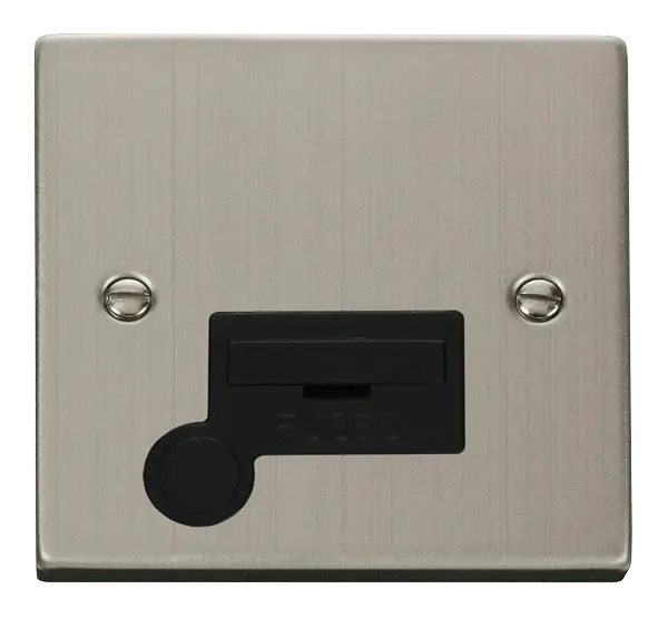 Click Deco Stainless Steel 13A Fused Connection Unit With Flex Outlet with Black Insert – VPSS050BK
