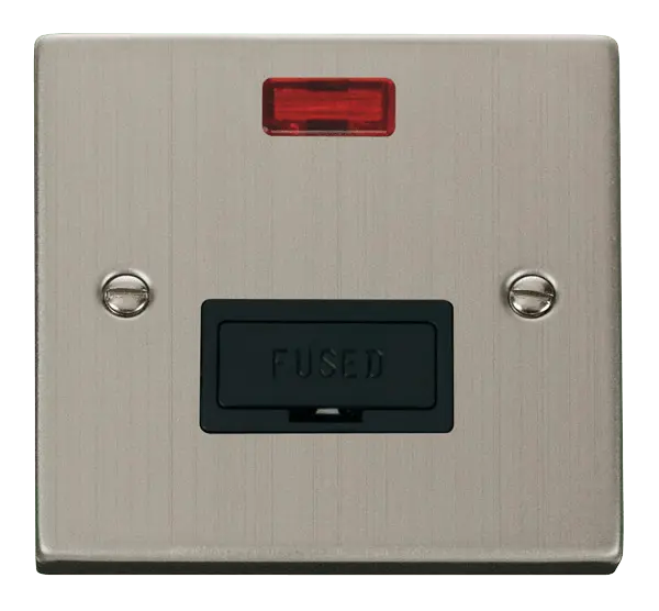 Click Deco Stainless Steel 13A Fused Connection Unit With Neon with Black Insert – VPSS653BK