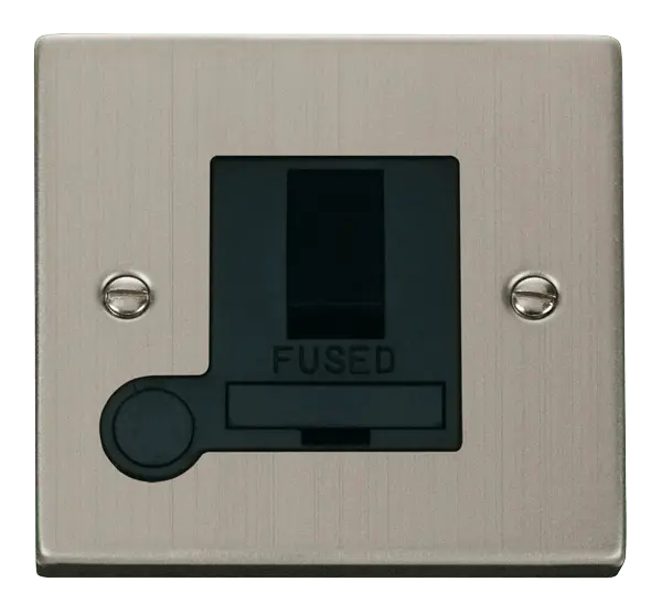 Click Deco Stainless Steel 13A Fused Switched Connection Unit With Flex Outlet with Black Insert – VPSS051BK