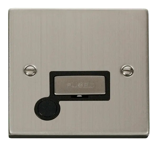 Click Deco Stainless Steel 13A Fused 'Ingot' Connection Unit With Flex Outlet with Black Insert – VPSS550BK