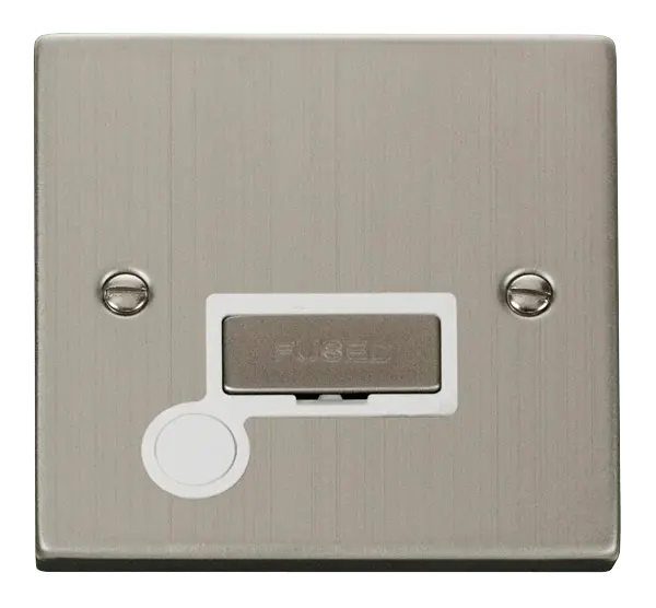 Click Deco Stainless Steel 13A Fused 'Ingot' Connection Unit With Flex Outlet with White Insert – VPSS550WH