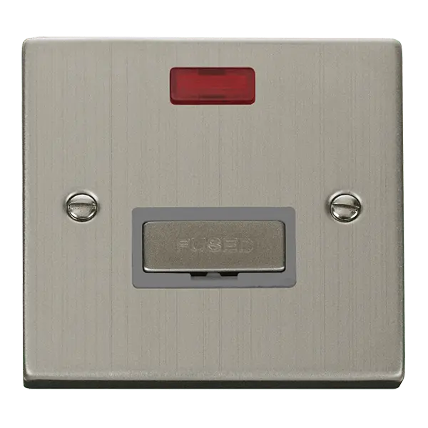 Click Deco Stainless Steel 13A Ingot Fused Connection Unit With Neon with Grey Insert – VPSS753GY