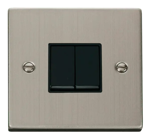 Click Deco Stainless Steel 2 Gang 2 Way 10AX Switch with Black Insert – VPSS012BK