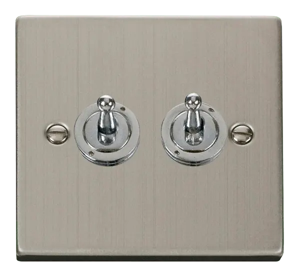 Click Deco Stainless Steel 2 Gang 2 Way 10AX Toggle Switch – VPSS422