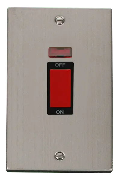 Click Deco Stainless Steel 2 Gang 45A DP Switch With Neon with Black Insert – VPSS203BK