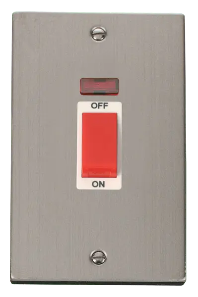 Click Deco Stainless Steel 2 Gang 45A DP Switch With Neon with White Insert – VPSS203WH