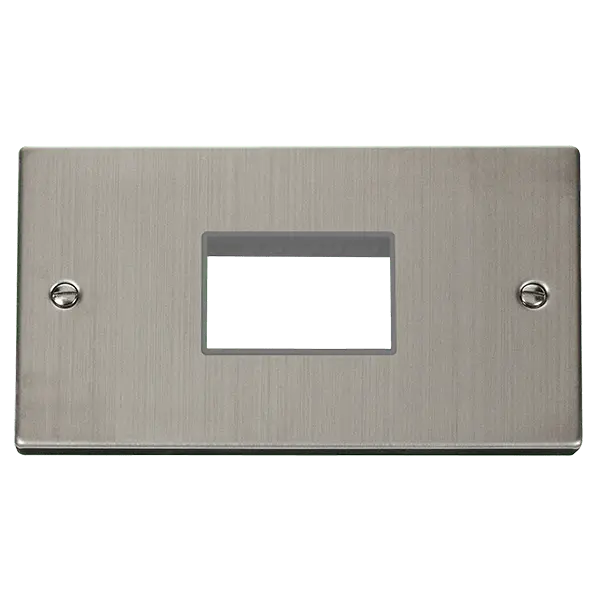 Click Deco Stainless Steel 2 Gang MiniGrid© Unfurnished Plate - 3 Apertures with Grey Insert – VPSS432GY