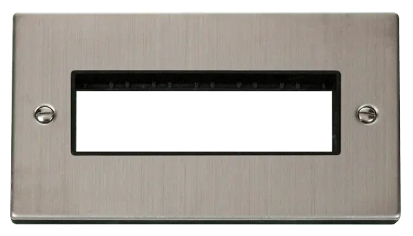 Click Deco Stainless Steel 2 Gang Plate 6 In-Line Aperture with Black Insert – VPSS426BK