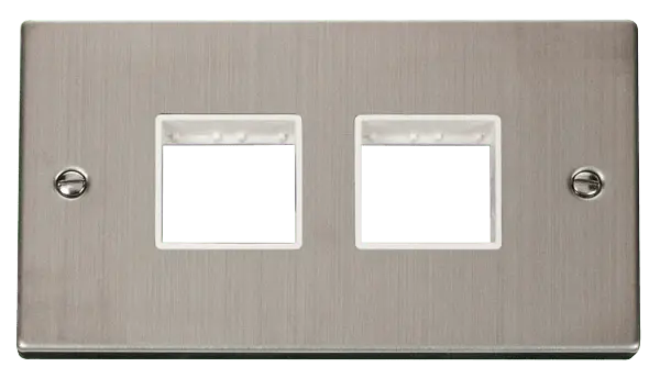 Click Deco Stainless Steel 2 Gang Plate (2 x 2) Aperture with White Insert – VPSS404WH