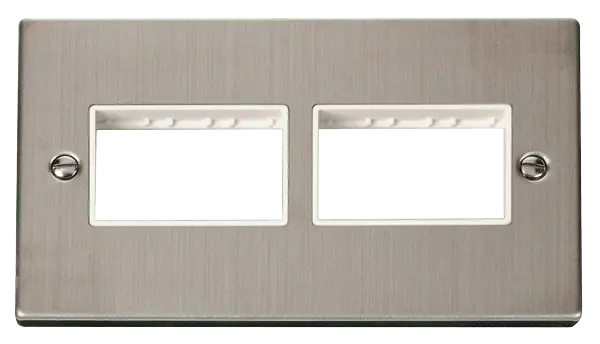 Click Deco Stainless Steel 2 Gang Plate (3 x 3) Aperture with White Insert – VPSS406WH