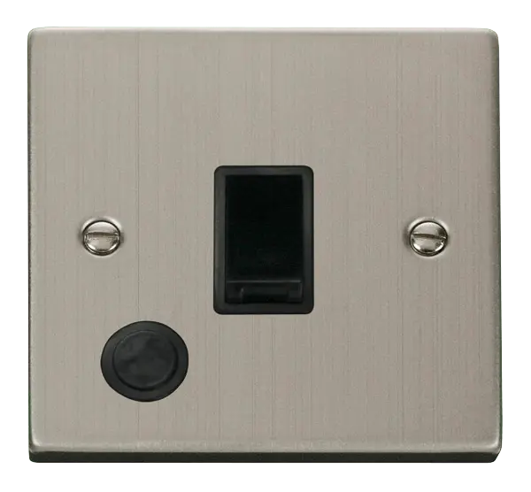 Click Deco Stainless Steel 20A 1 Gang DP Switch With Flex Outlet with Black Insert – VPSS022BK