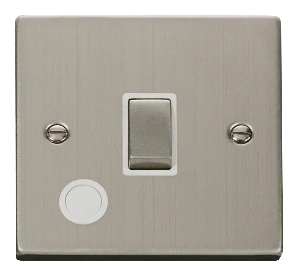 Click Deco Stainless Steel 20A 1 Gang DP 'Ingot' Switch With Flex Outlet with White Insert – VPSS522WH