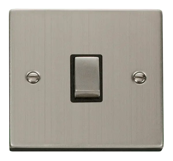 Click Deco Stainless Steel 20A 1 Gang DP 'Ingot' Switch with Black Insert – VPSS722BK