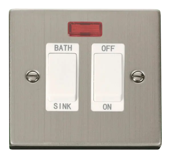 Click Deco Stainless Steel 20A DP Sink/Bath Switch with White Insert – VPSS024WH