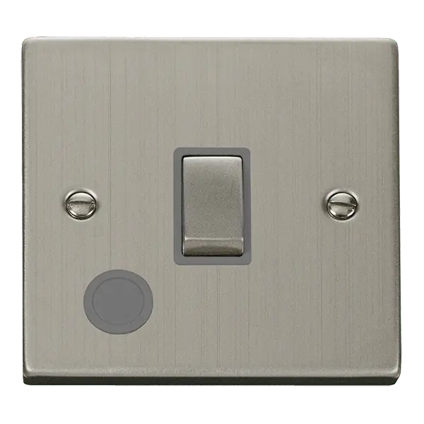 Click Deco Stainless Steel 20A Ingot Double Pole Plate Switch With Optional Flex Outlet with Grey Insert – VPSS522GY