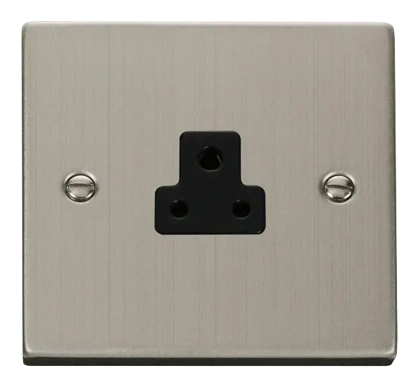 Click Deco Stainless Steel 2A Round Pin Socket Outlet with Black Insert – VPSS039BK