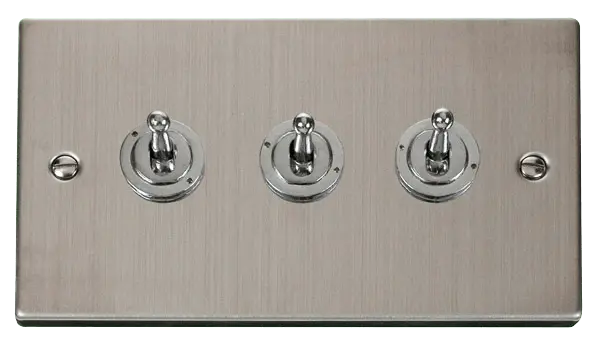 Click Deco Stainless Steel 3 Gang 2 Way 10AX Toggle Switch – VPSS423