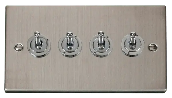Click Deco Stainless Steel 4 Gang 2 Way 10AX Toggle Switch – VPSS424