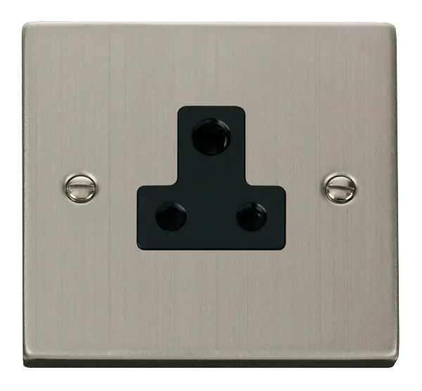 Click Deco Stainless Steel 5A Round Pin Socket Outlet with Black Insert – VPSS038BK