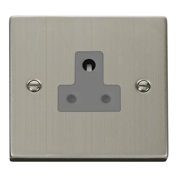 Click Deco Stainless Steel 5A Round Pin Socket Outlet with Grey Insert – VPSS038GY