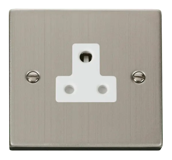 Click Deco Stainless Steel 5A Round Pin Socket Outlet with White Insert – VPSS038WH