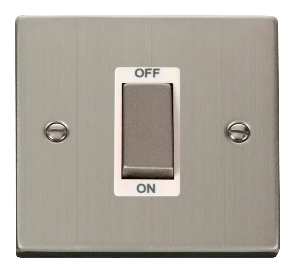 Click Deco Stainless Steel Ingot 1 Gang 45A DP Switch with White Insert – VPSS500WH